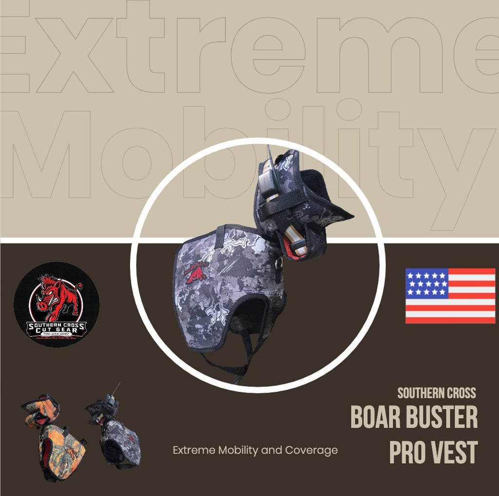 Boar Buster PRO Vest (Plate) –  Attached Collar, Extreme Mobility Hog Dog Vest