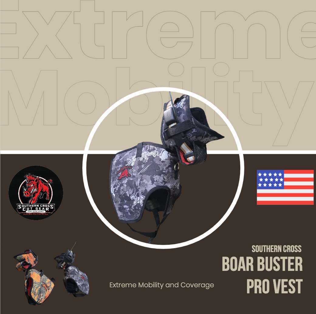 Boar Buster PRO Vest (Plate) –  Attached Collar, Extreme Mobility Hog Dog Vest